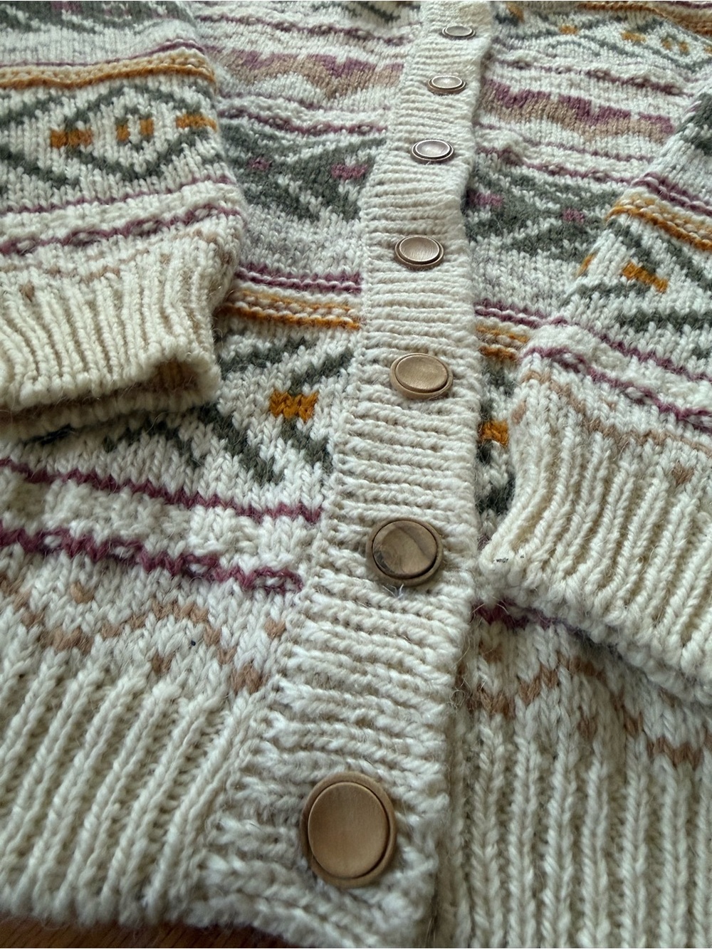 Pitlochry Cardigan Sweater Ivory/Multicolored 100% Wool Women’s Size L NWT - Picture 6 of 11
